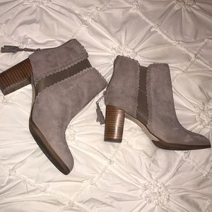 Gray suede booties